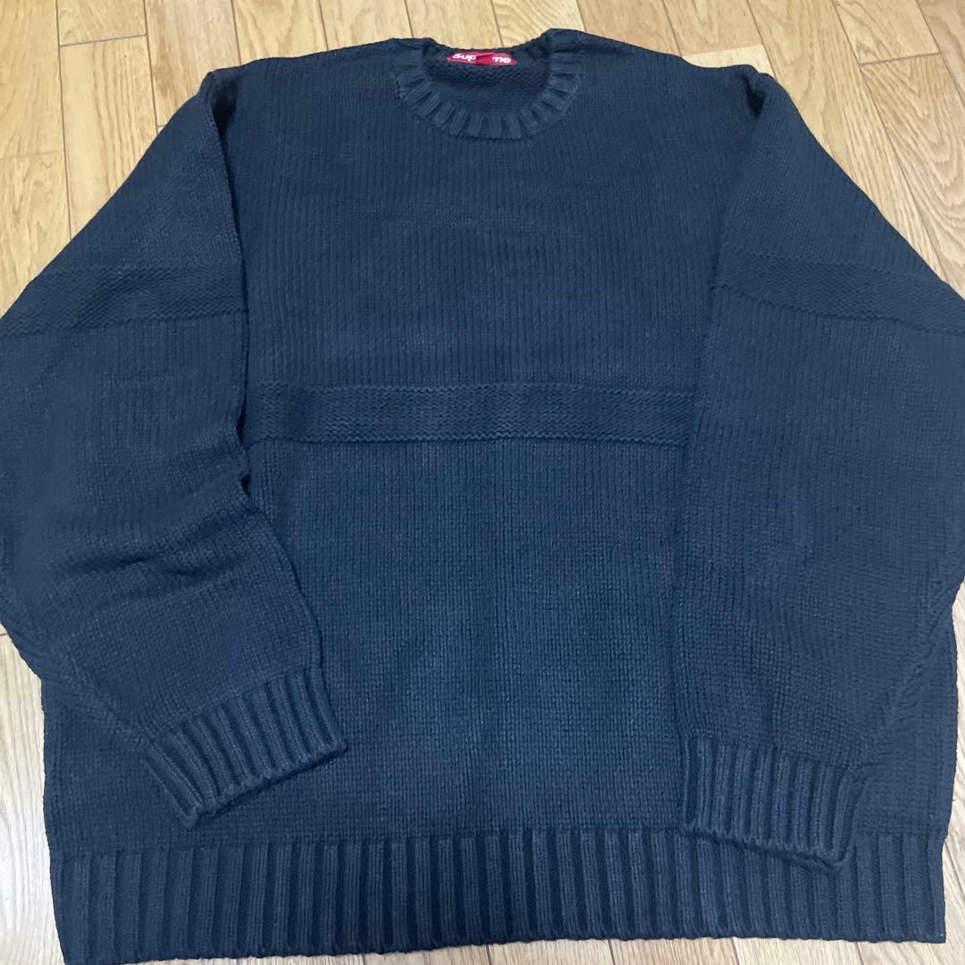 supreme tonal applique sweater black XL - メルカリ
