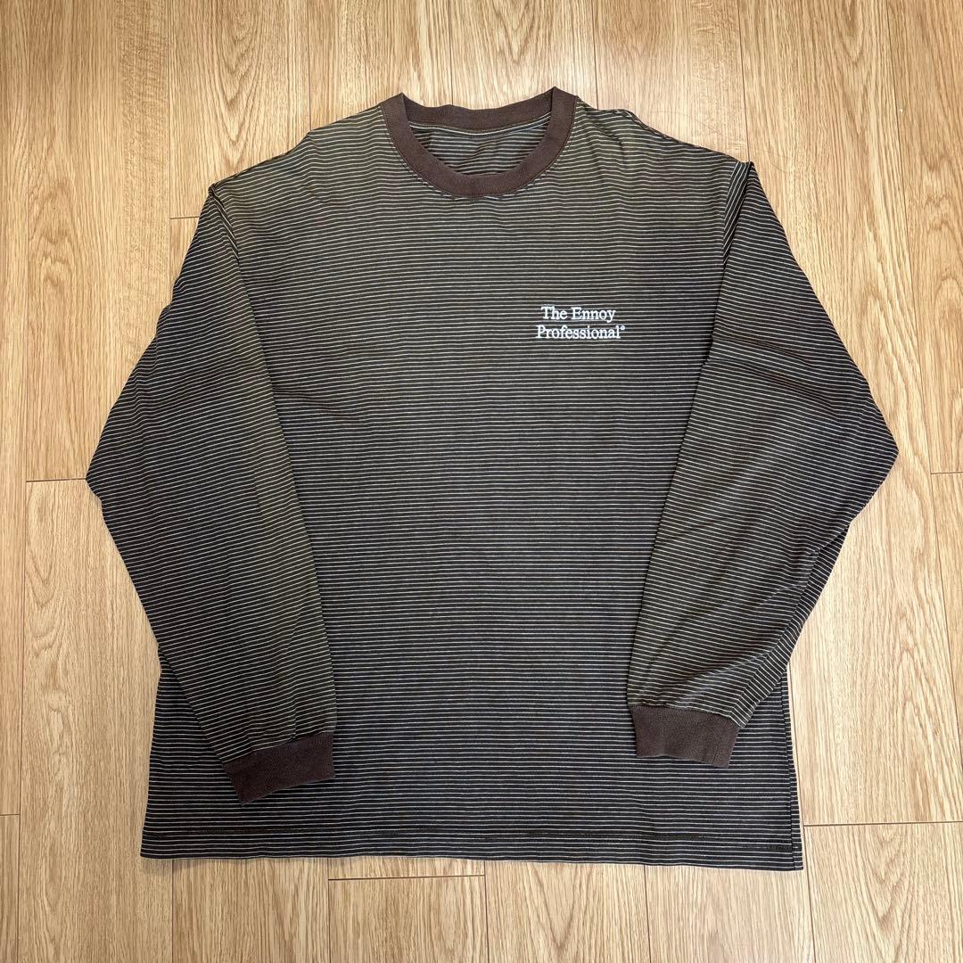 ennoy L/S Border T-Shirt BROWN × WHITE L - メルカリ