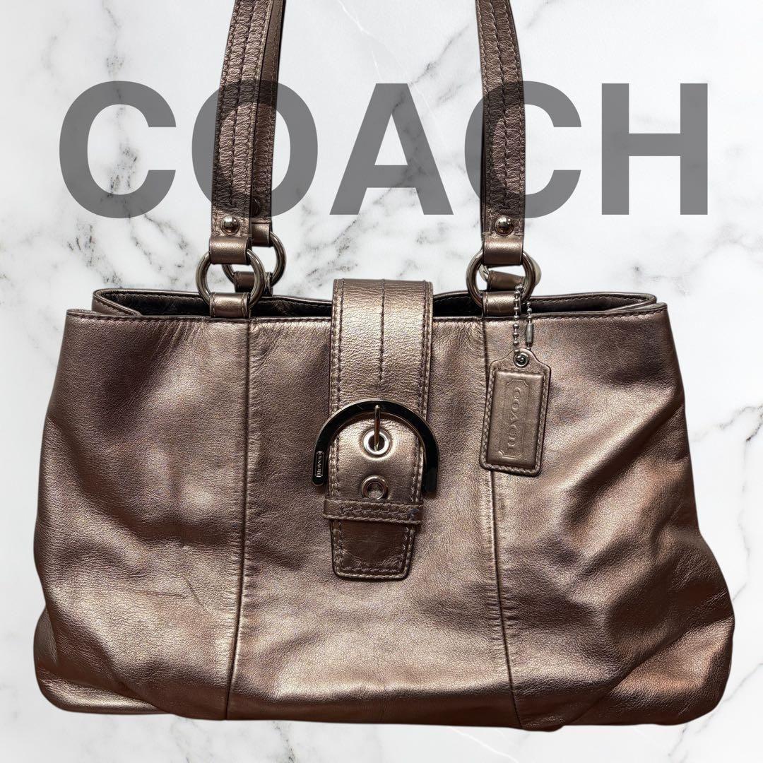 美品】COACH ゴールド ショルダーバッグ ソーホー y2k 肩掛け A4