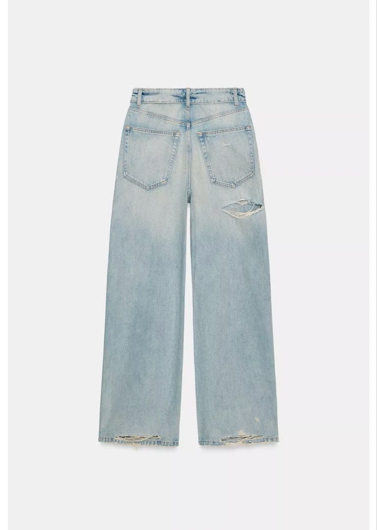 完売品⭐︎ZARA TRF ミッドライズ折り返しウエストデニムパンツ 32