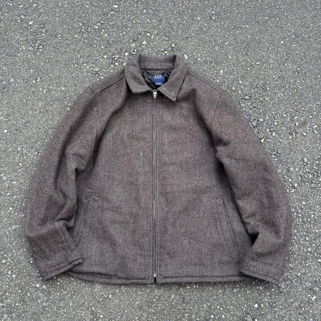 00s GAP ウール スポーツジャケット ヘリンボーン キルティング 短丈