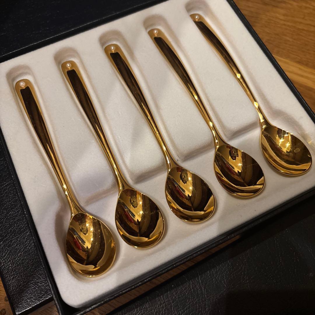 MIKIMOTO ミキモト パール付きティースプーン 5本セット（ゴールド色