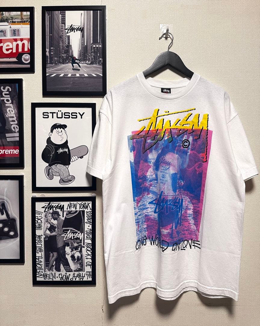 Stussy one world one loveグラフィックTシャツ ホワイト - メルカリ