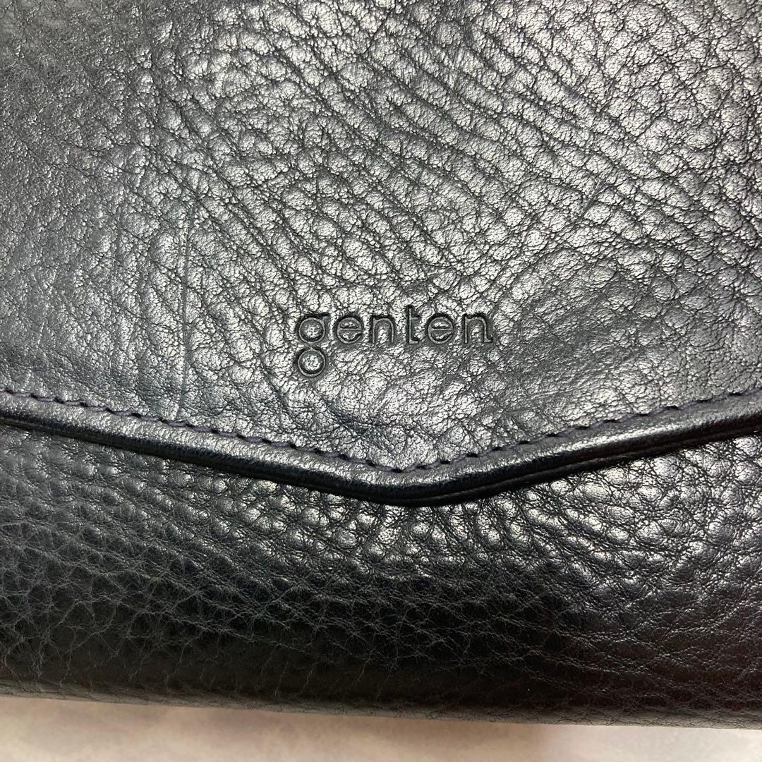 美品 ゲンテン genten トスカ ギャルソン 長財布 ネイビー ステッチ