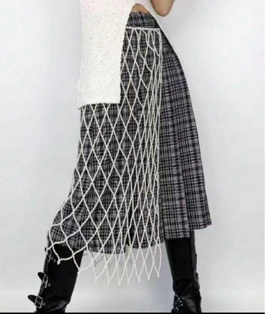 パールビーズ　ロングスカート　ホワイトパール Pearl Beaded Skirt/パールビーズスカート【MAISON SPECIAL/メゾン
