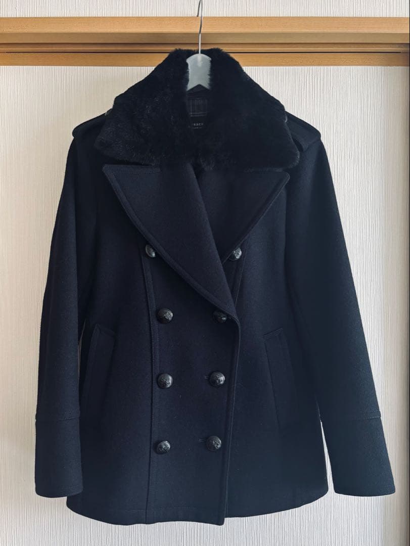 美品)BURBERRY BLACK LABEL ウールピーコート - メルカリ