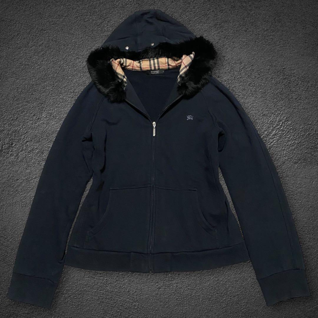 BURBERRY BLACK LABEL fur zip up hoodie - メルカリ