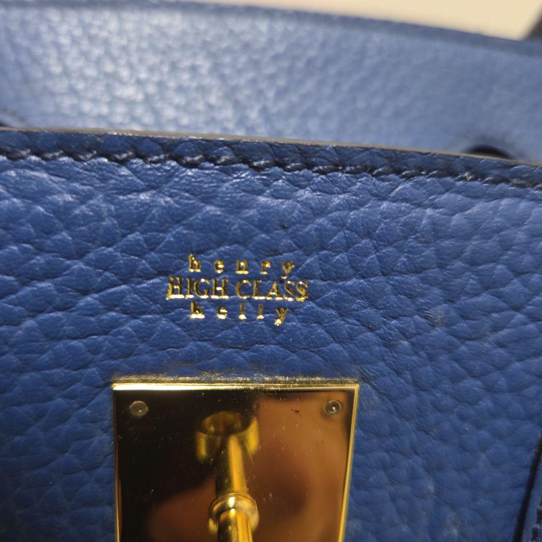 美品 HENRY HIGH-CLASS レザー ハンドバッグ ブルー 稀少 - メルカリ