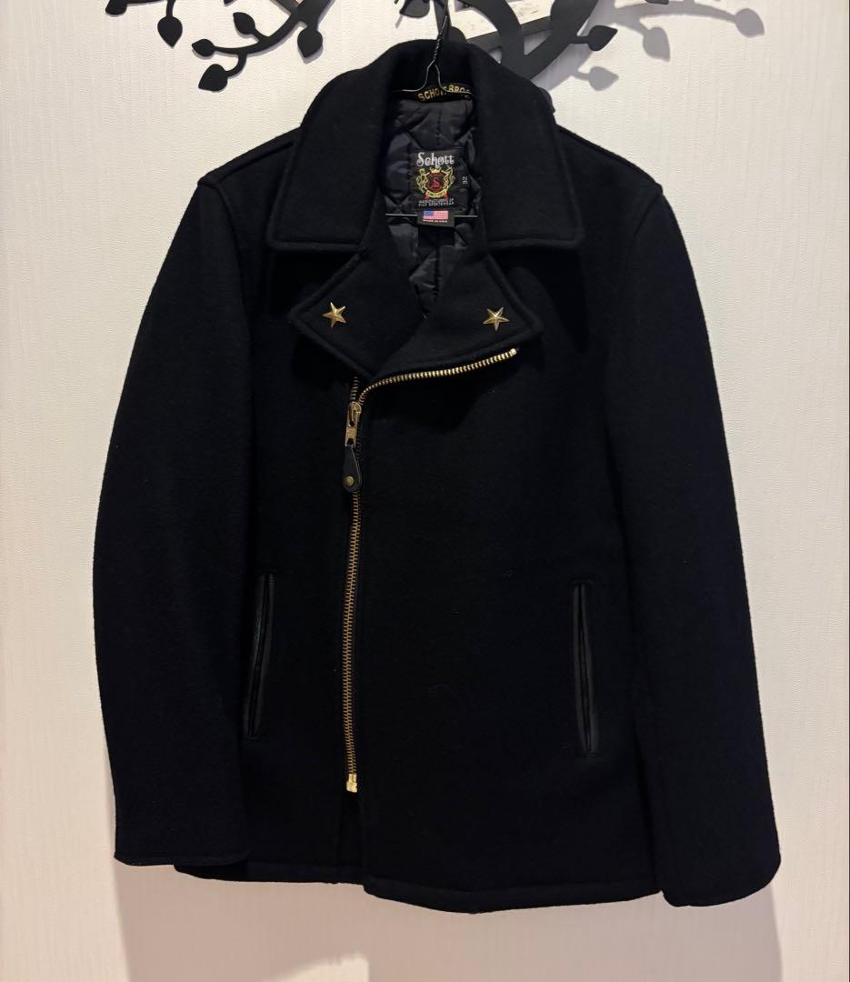 ショット　ワンスター　ピーコート　ライダース　ジャケット　フロントジップ SCHOTT PEA COAT ZIP FRONT