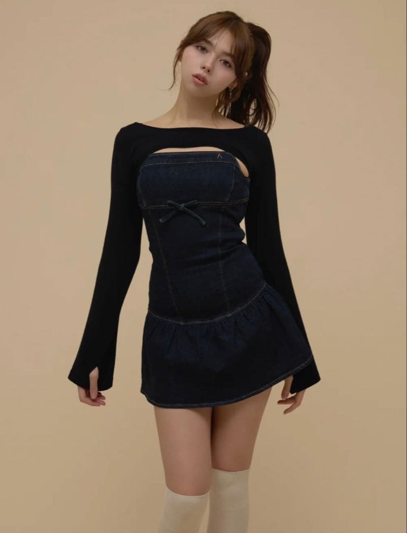 andmary Bonnie denim mini dress - メルカリ