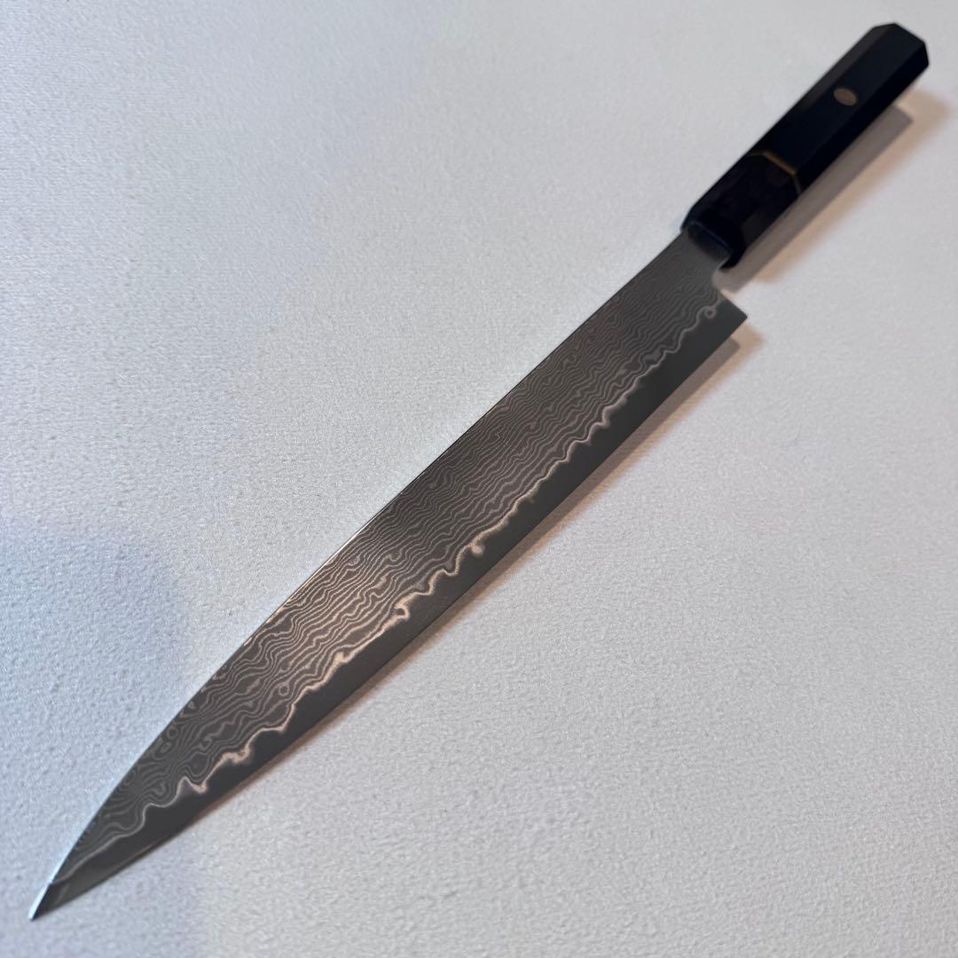 240mm 柳刃包丁 墨流しダマスカス黒檀八角柄 刺身包丁 和包丁 - メルカリ