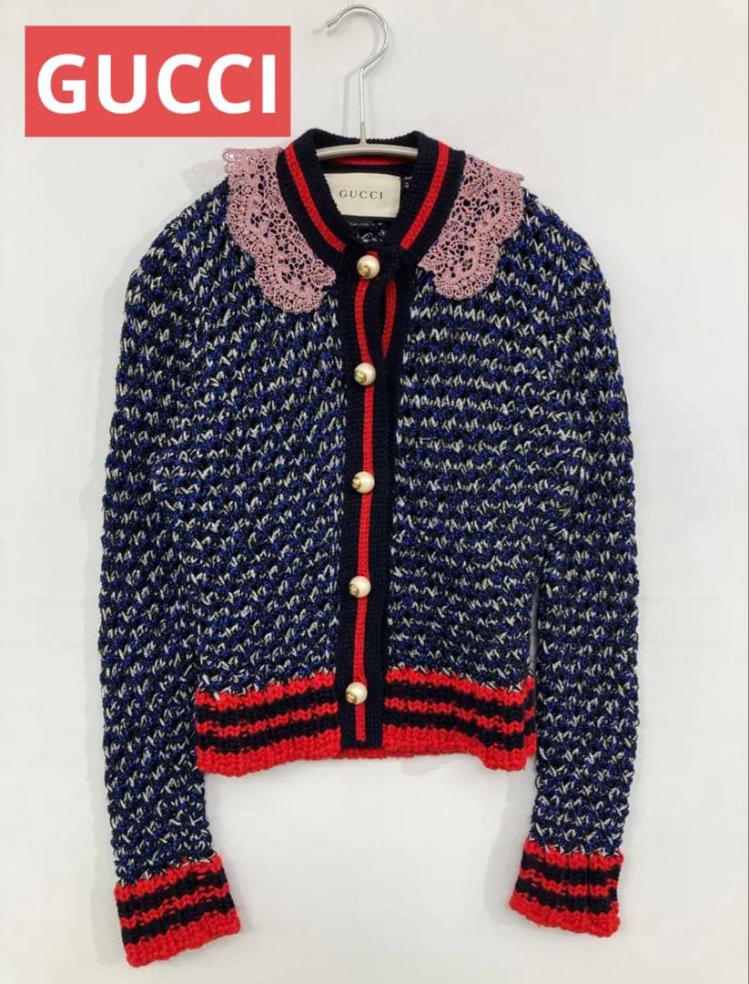 GUCCI】グッチ インターロッキング パールボタン ラメニット