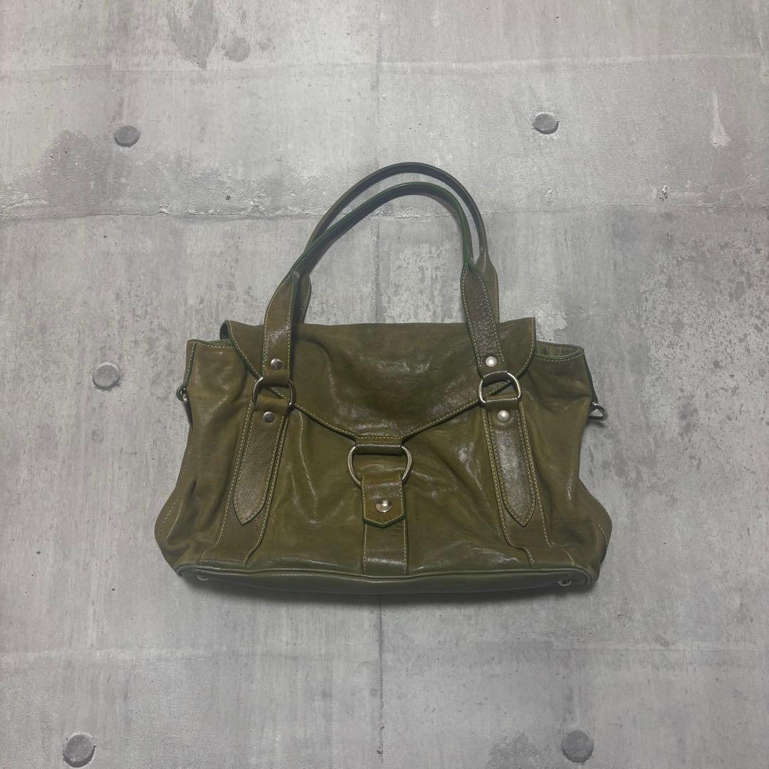 バッグ 00s archive miumiu leather shoulder bag Y2K 00s archive miu miu leather one shoulder bag Beige Gold