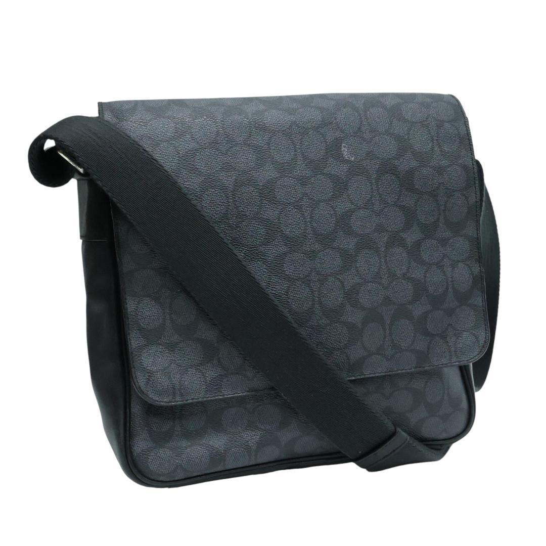良品 COACH コーチ メッセンジャーバッグ PVC シグネチャー ブラック COACH（コーチ） バッグ メンズ ショルダーバッグ アウトレット レザー