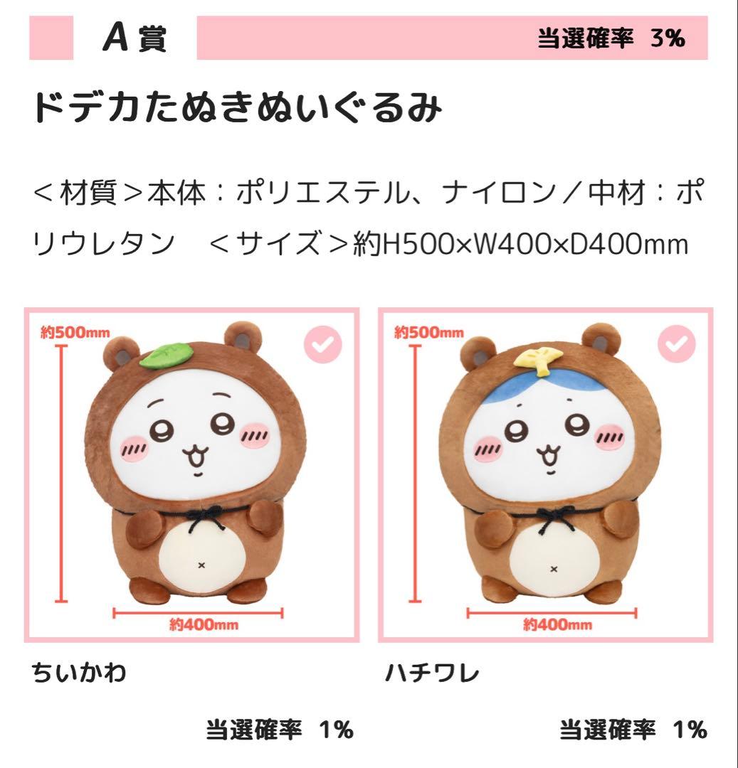 ちいかわ たぬきだもんくじ A賞 ちいかわ ハチワレ 2個セット おまけつき ちいかわ たぬきだもんくじ - ちいかわマーケット ちいかわくじ - ちい