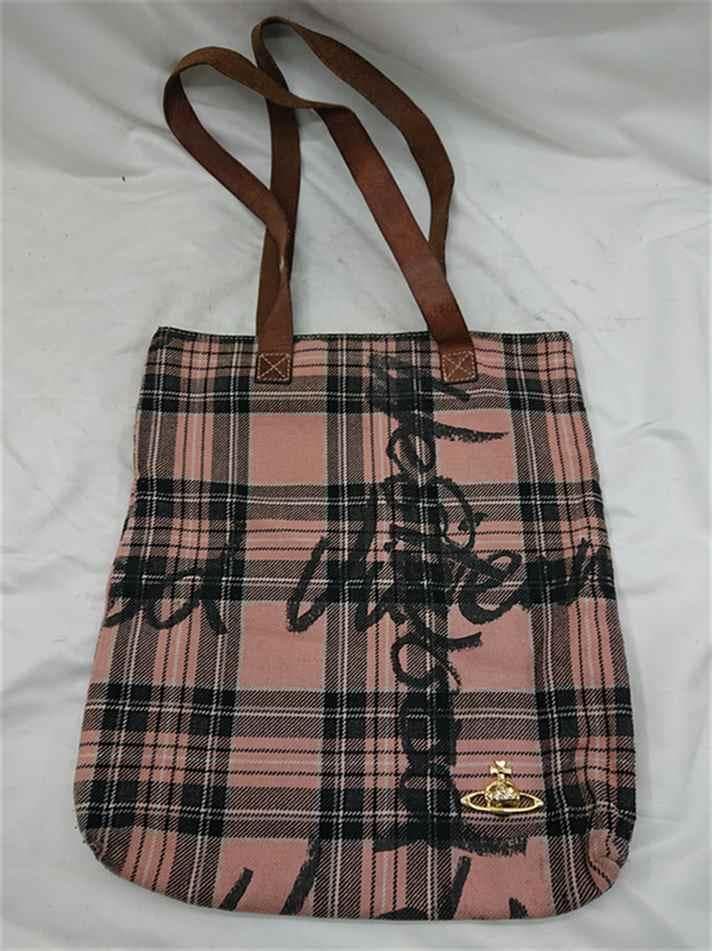 ◎ヴィヴィアン・ウエストウッド チェック柄トートバッグ ピンク系 レディース 中古・古着通販】Vivienne Westwood (ヴィヴィアンウエストウッド