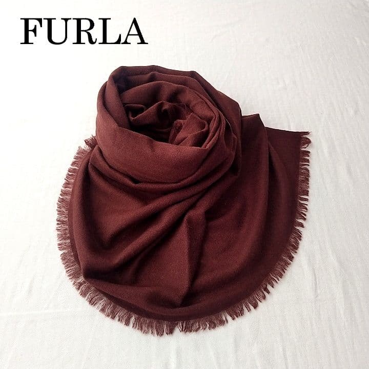 FURLA(フルラ) 洗えるカシミヤ100％ 大判ストール マフラー ブラウン