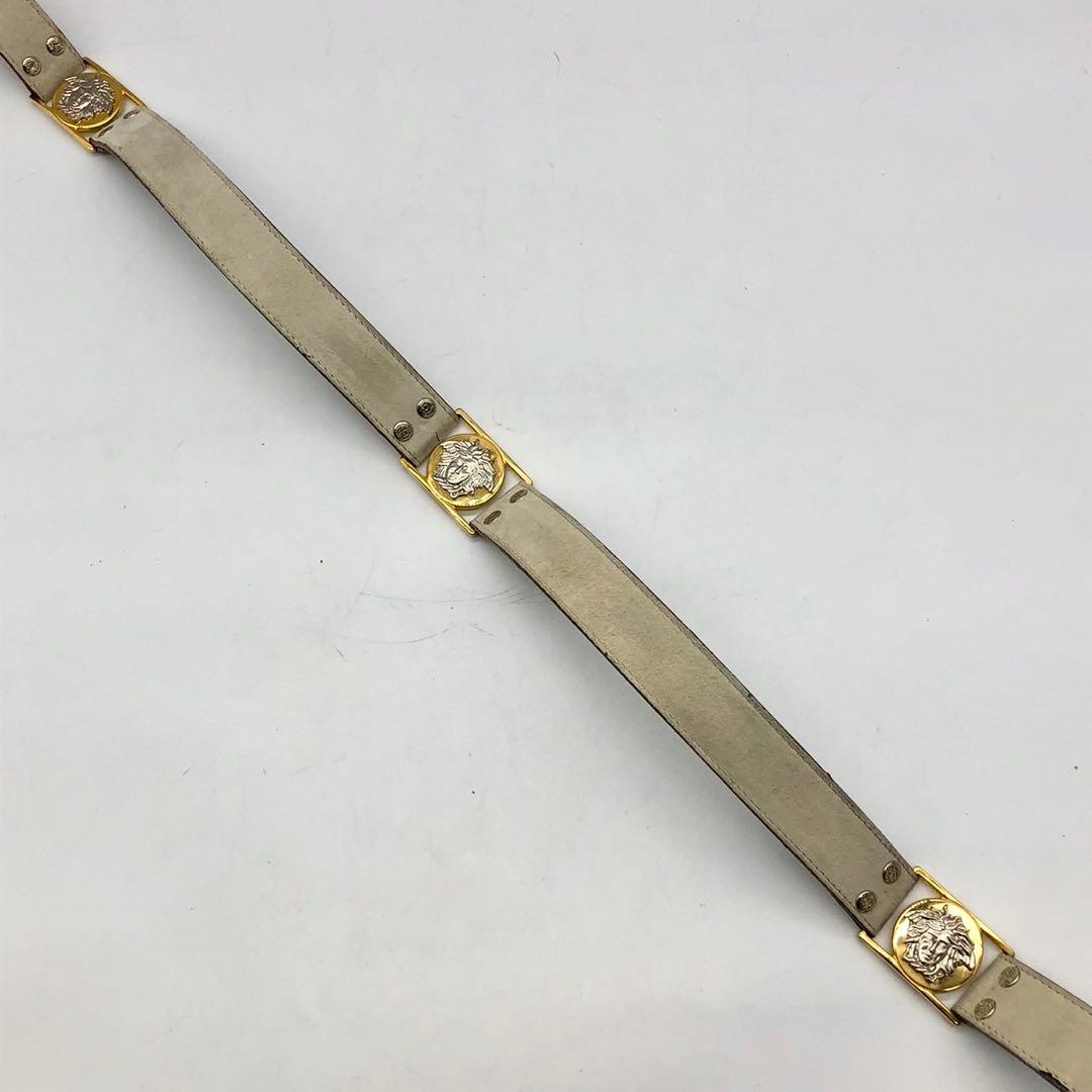 美品】ヴェルサーチ ベルト メデューサ スウェード ベージュ ゴールド