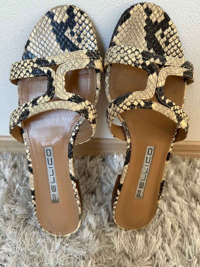 PELLICO“SAMI” パイソン柄フラットミュールサンダル　ペリーコ　39 PELLICO SUNNY（ペリーコサニー） サンダル SANTS ミュール 4.0cm