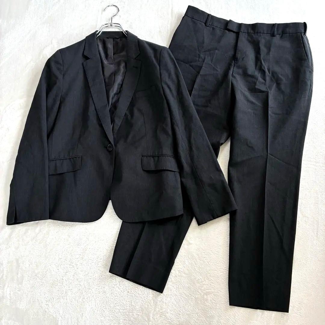 n line Precious スーツ 19号 パンツスーツ セットアップ n-line Precious パンツスーツセットアップ ストライプ ネイビー