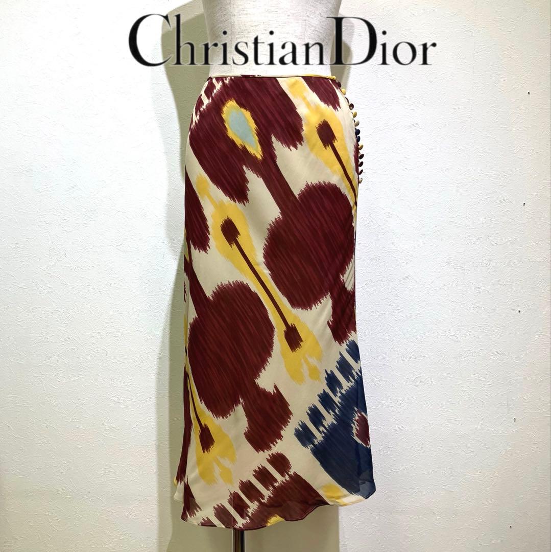 Christian Dior フランス製　シルク100 フレアスカート ミモレ丈 Christian Dior（クリスチャン・ディオール） ディオール ミディアム