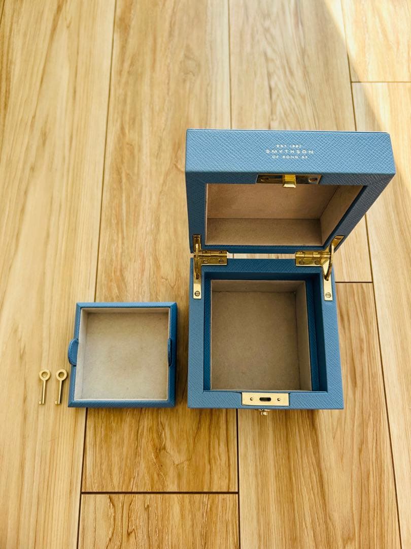 スマイソン アクセサリー ケース ジュエリー ボックス ブルー 鍵付き