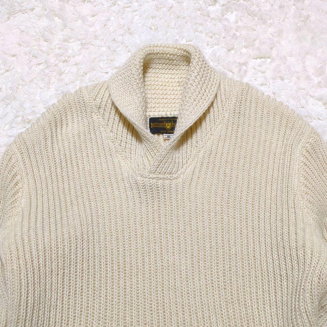 BUTCHER PRODUCTS♢ショールカラー ニット セーター 生成り 40 - メルカリ