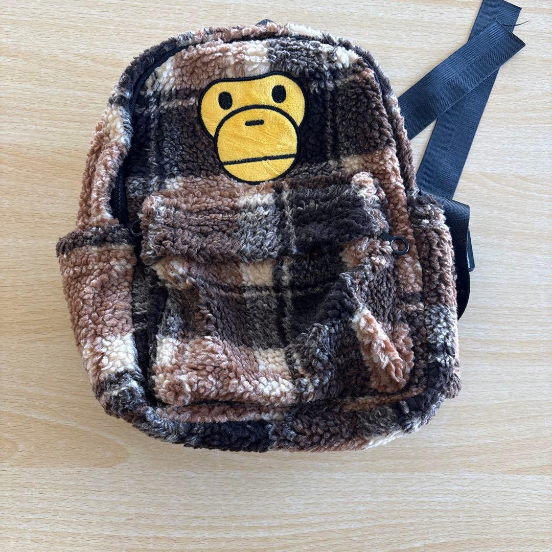 A BATHING APE マイロくん ボアチェック柄リュック - メルカリ