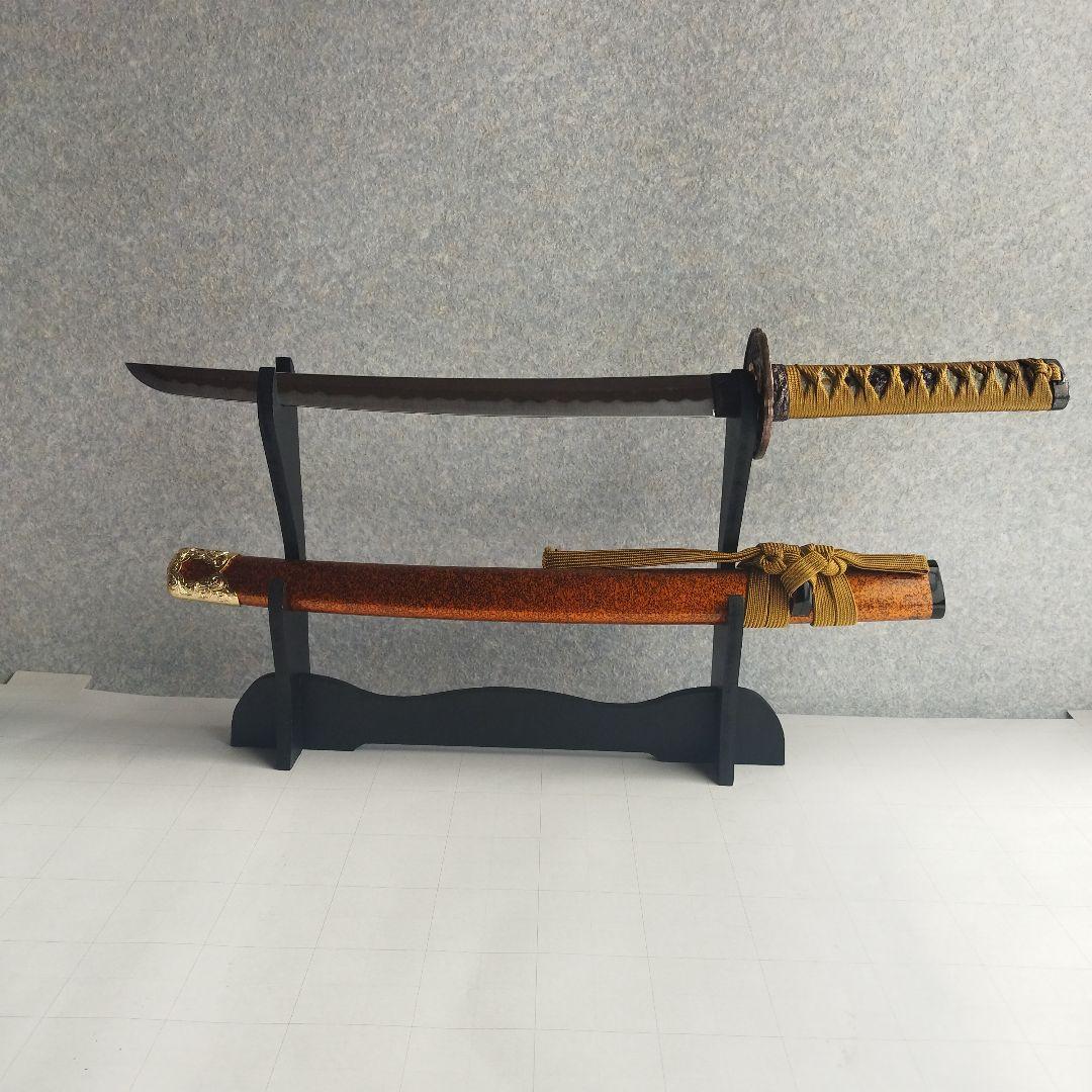 未使用・長期保管品】日本刀 模造刀［金茶鞘(さや) 打刀 65cm（石突金