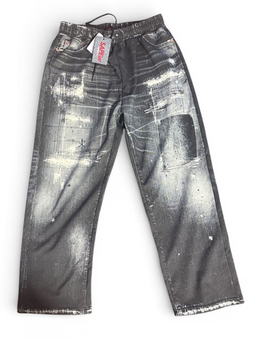 ガチャサプールLot.5550XX スウェット　デニム　ブラック　定価以下 値下げ】SAPEur 「Lot．5550XX SWEAT PANTS」 デニム転写スウェット