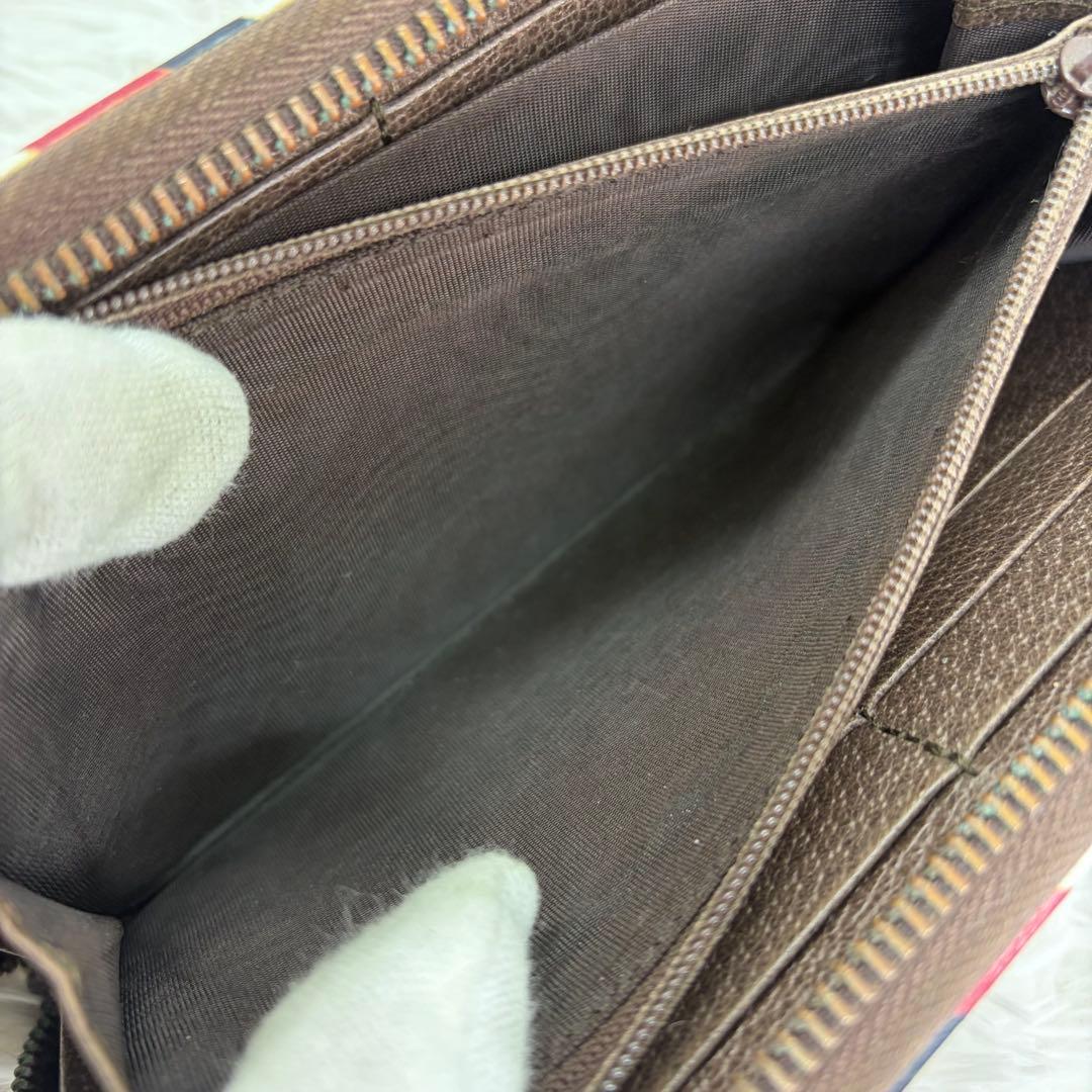 極美品✨グッチ 長財布 ラウンドファスナー ナイト クーリエ レザー 茶