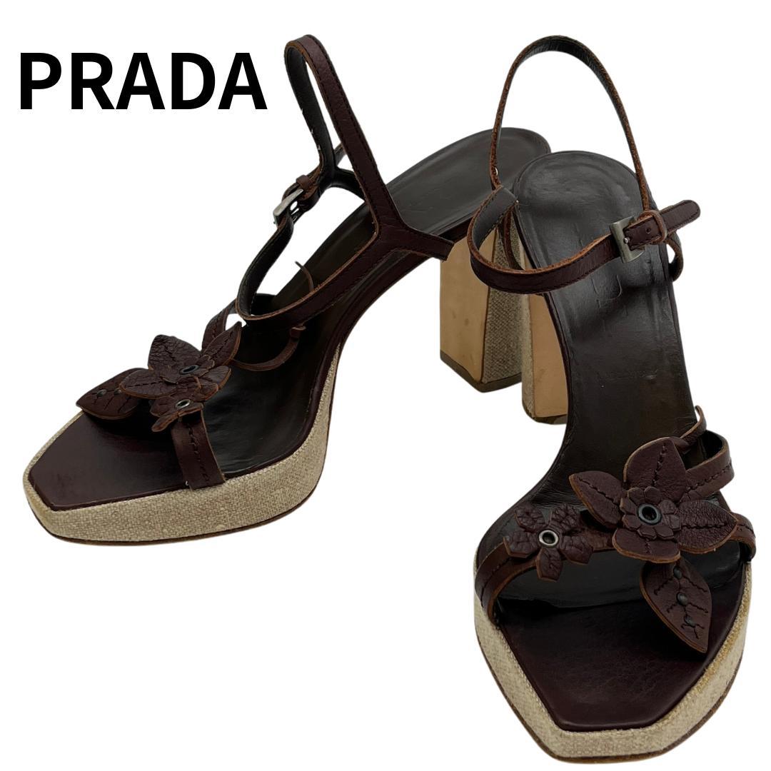 PRADA プラダ フラワーモチーフ サンダル ヒール　サイズ38　24cm 2026年最新】フラワーシューズ PRADAの人気アイテム - メルカリ