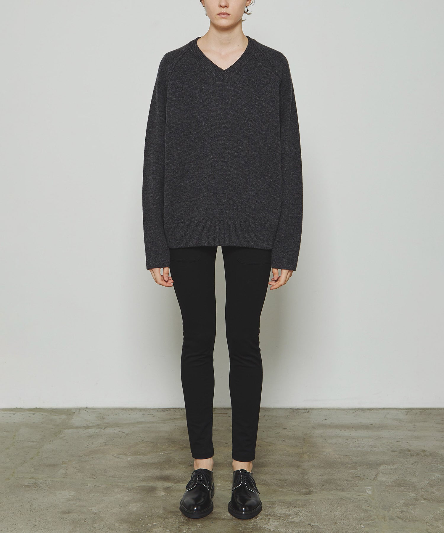 RERACS RAGRAN V NECK PULLOVER KNIT(36 LIGHT GREY): THE RERACS