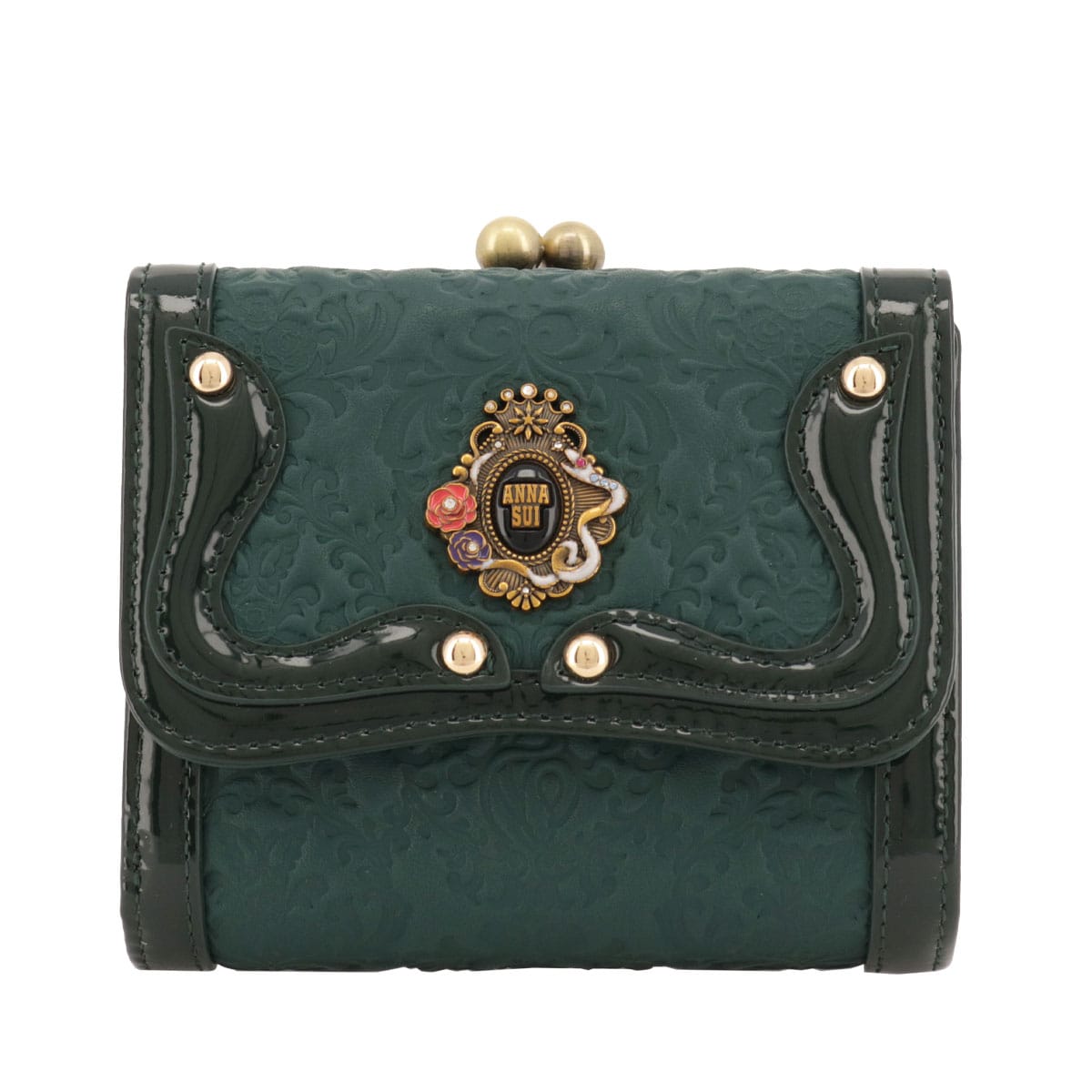 ANNA SUI アナスイ 二つ折り財布 がま口 本革 レディース セルパン