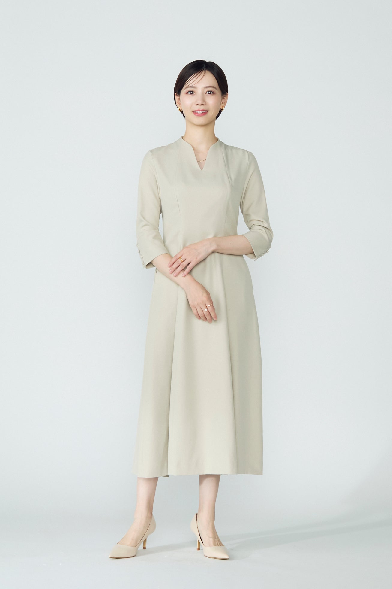 Catherine flare dress (Beige) – Audire
