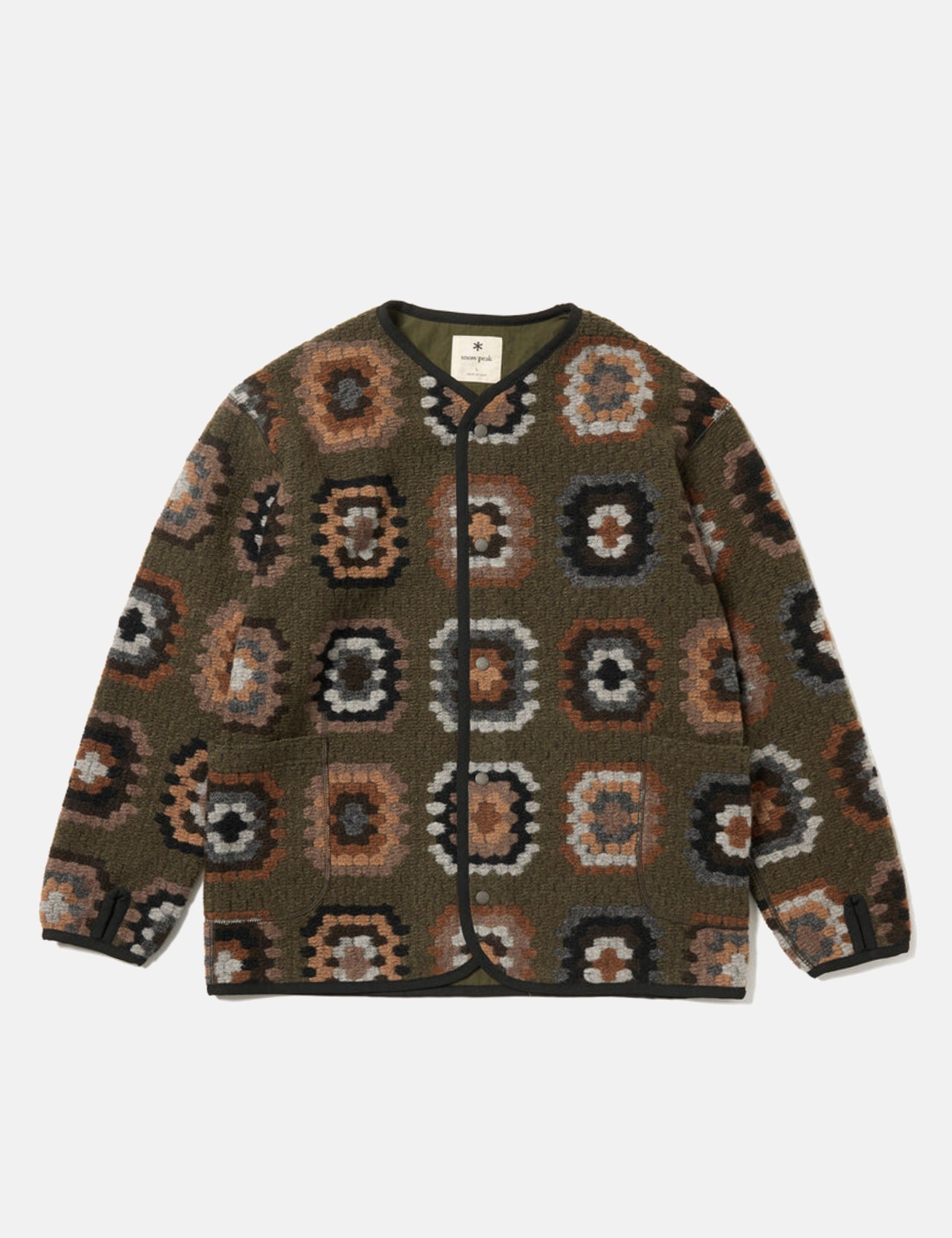Snow Peak Wool Jacquard Cardigan - Olive Green | Benchmark