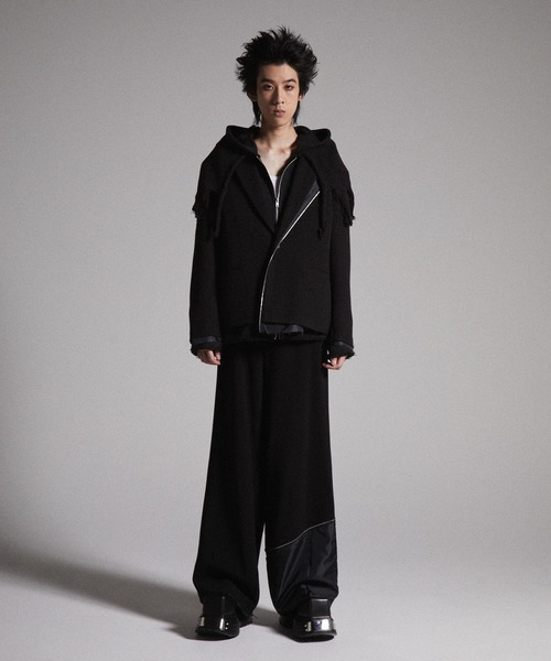 GRANCY】Knit Layered Design Zip Hoodie / ニットレイヤードデザイン