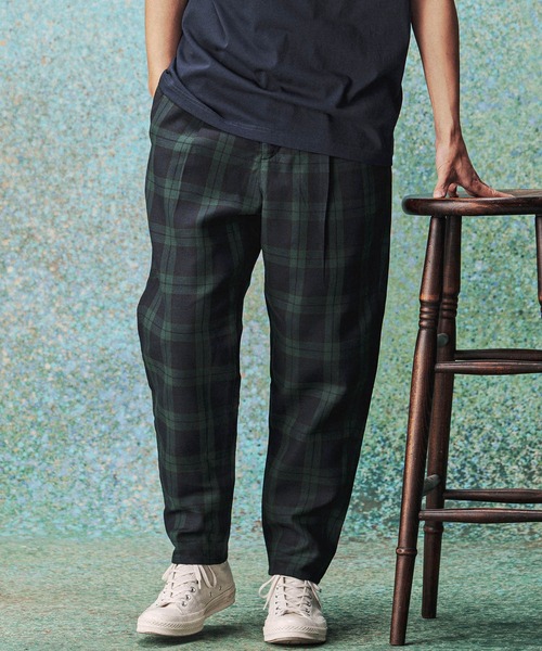 mp13721- Plaid Pattern Ankle Tapered Pants チェック柄テーパード