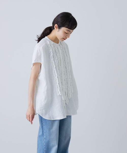 かぐれ（カグレ）の「リネンフリルフレンチワイドシャツ（シャツ