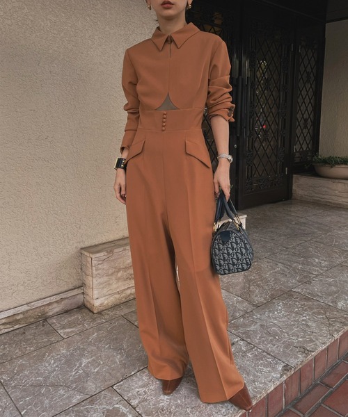Ameri（アメリ）の「UND BAL COLLAR FRONT OPEN JUMPSUIT（パンツ