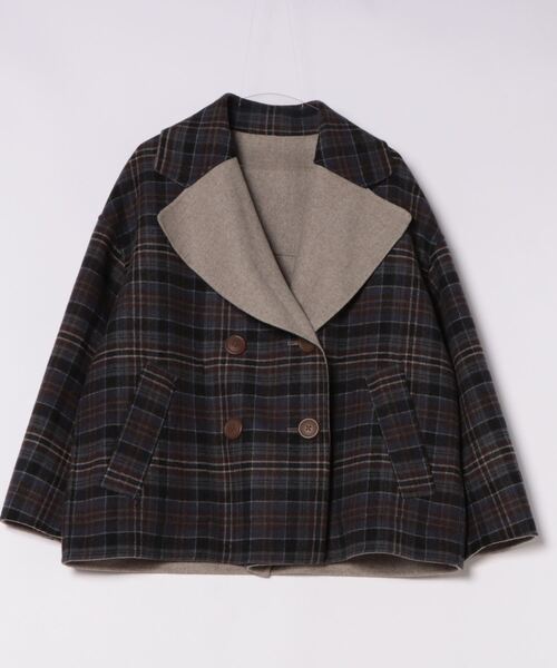 ﾀｰﾀﾝﾁｪｯｸﾘﾊﾞｰﾀﾞﾌﾞﾙｼｮｰﾄｺｰﾄ（ステンカラーコート）｜Vivienne Westwood