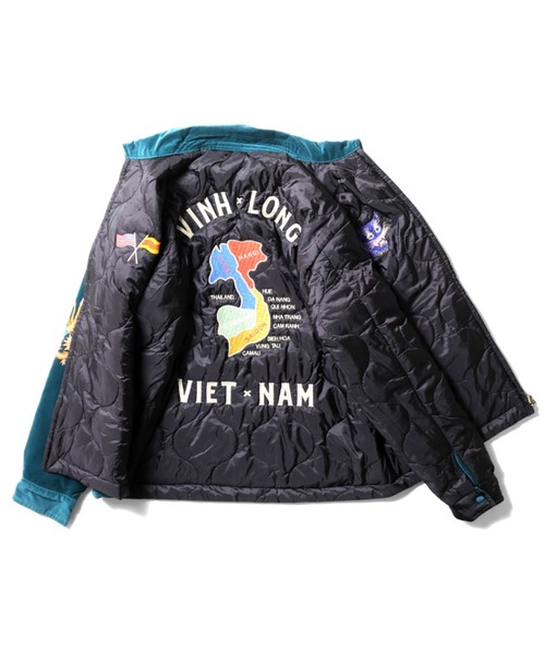 HOUSTON ヒューストン REVERSIBLE VIETNAM JACKET 虎 MAP柄 刺繍