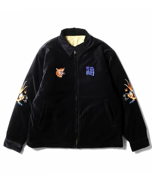HOUSTON ヒューストン REVERSIBLE VIETNAM JACKET 虎 MAP柄 刺繍
