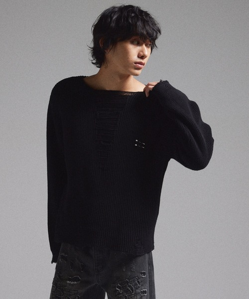 GRANCY】Pierced Damage Knit / ピアスダメージニット（ニット