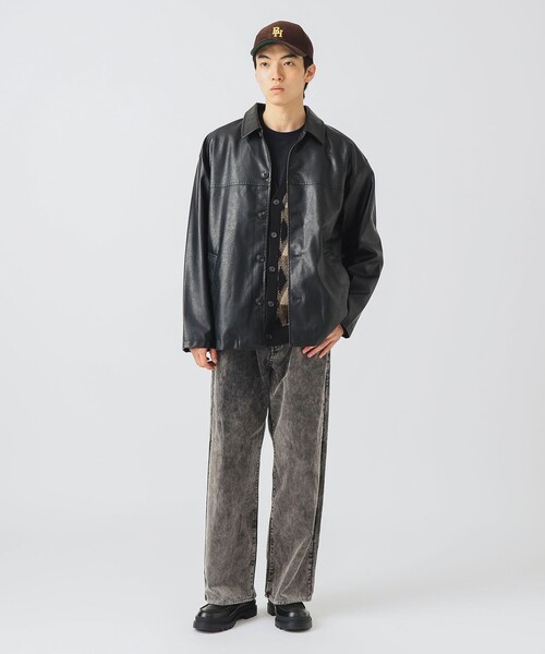 セール】フェイクレザー カーコート/Faux Leather Car Coat【ユニ