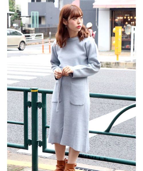 dazzlin（ダズリン）の「ベルト付ニットロングワンピース（ワンピース