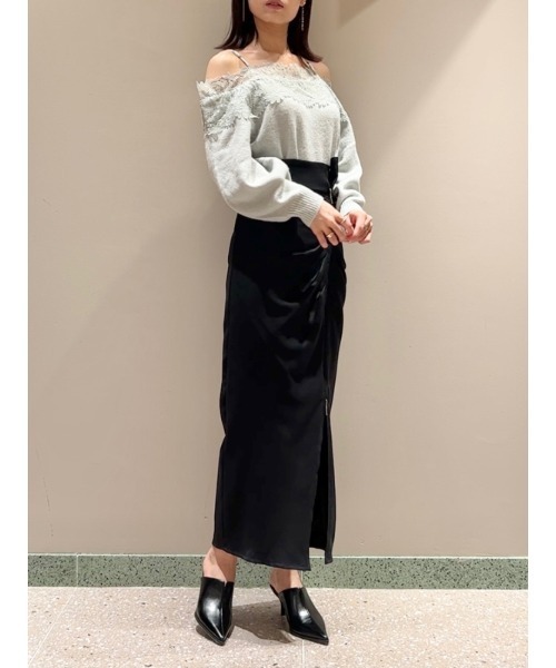 SNIDEL（スナイデル）の「レーストリミングニットプルオーバー（ニット