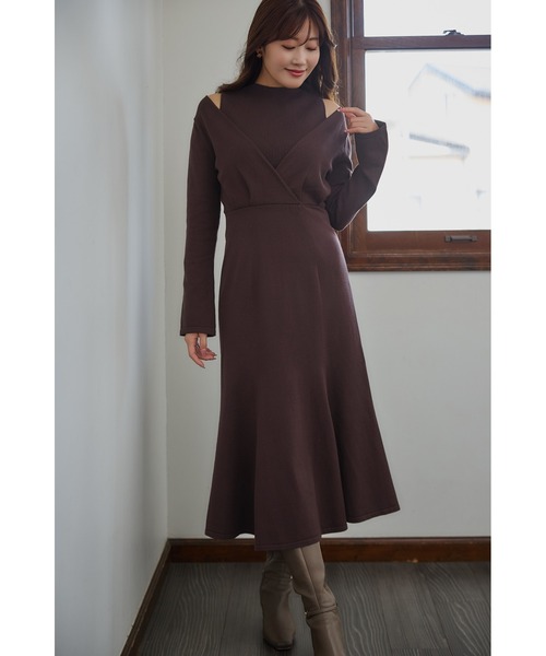 Her lip to♡Coeur Layered Knit Dress Her lip to ワンピース Cache