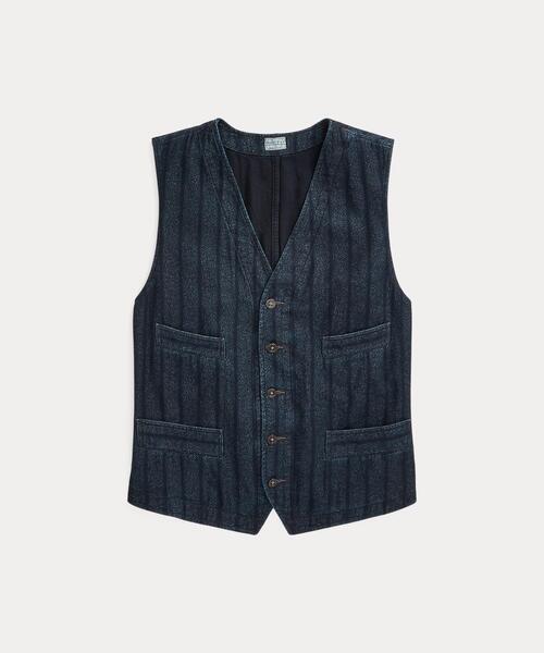 RRL（ダブル アール エル）の「インディゴ ストライプド ツイル ベスト