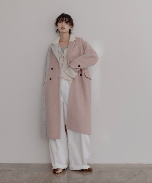 ミックスシャギー配色ロングコート Eimee Law│Eimee Law & LHELBIE